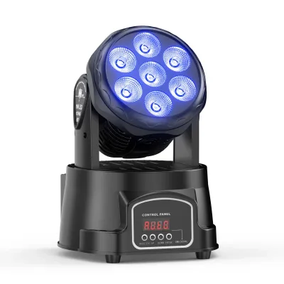 7x15W LED Moving Head Light 4 IN 1 RGBW Professional Stage Effect Wash Light for Disco DJ Party Music Dance Club 9/14CH  image 1