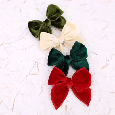 Small Velvet Fable Bow Hair Clips for Toddler Baby Girl Kids Christmas Velvet Hair Bow Alligator Clips Accessories