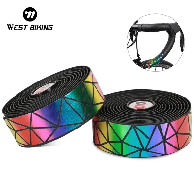 WEST BIKING Bicycle Handlebar Tape With Bar Plug 2Pcs Lightweight Sticky PU EVA Breathable Anti-slip Road Bike Grips Tap image 1
