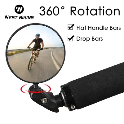 WEST BIKING Bicycle Rearview 360 Rotate Safety Adjustable Cycling Rear View MTB Road Bicycle Handlebar Mirrors Bike Acce