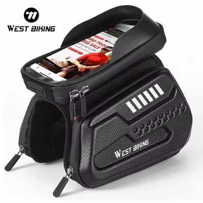 WEST BIKING Bicycle Top Tube Phone Bag Waterproof Touch Screen Phone Case Bag Bike Front Frame Bag MTB Road Bike Accesso image 1