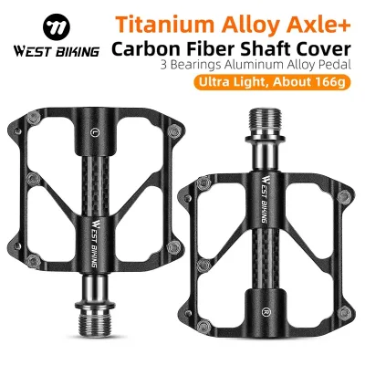 West BIKING Carbon Fiber Pedal Road Bicycle Pedal 3 Bearing Titaniu...