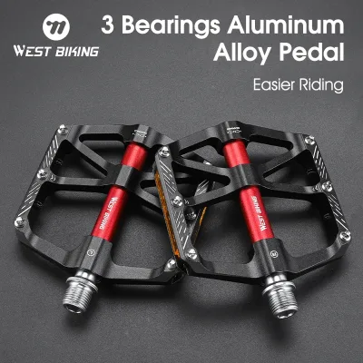 WEST BIKING Bicycle Pedals Ultralight 3 Bearings Anti-Slip Cycling Pedals BMX MTB Road Bike Sealed Bearing 9/16 "Bike Pe image 1