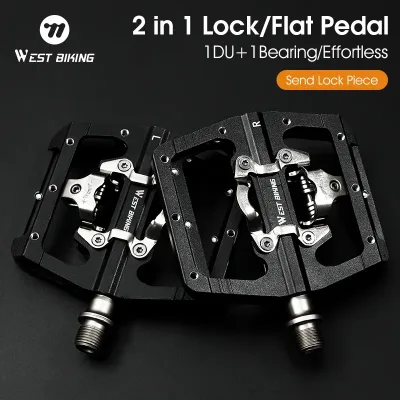 West BIKING 2-In-1 Bicycle Pedals Self-Locking & Flat Platform Anti...