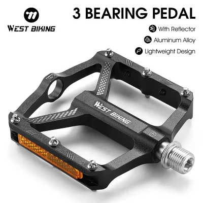 WEST BIKING Bicycle Pedals Ultralight Aluminium Alloy Anti-Slip Cycling Pedal Cycling Sealed Bearing Reflective Bike Ped image 1