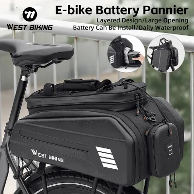West BIKING Electric Bike Battery Carrier Bag Expandable Pannier Re...