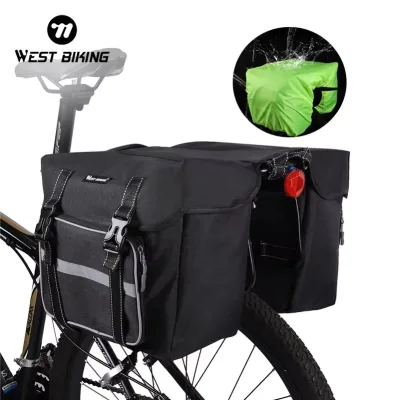 West BIKING Bike Rack Bag Trunk Bag Waterproof Carbon Leather Bicyc...