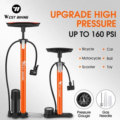 WEST BIKING High Pressure Floor Pump 120/160PSI Presta Schrader