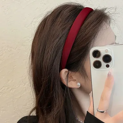 Wine Red Thin Headband Korean Classic Vintage Hair Hoop