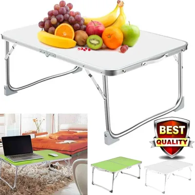 EFAN Small Folding Picnic Camping Table 60x40x26cm, Aluminium Lightweight Foldable Picnic Laptop Bed Travelling Portable image 1