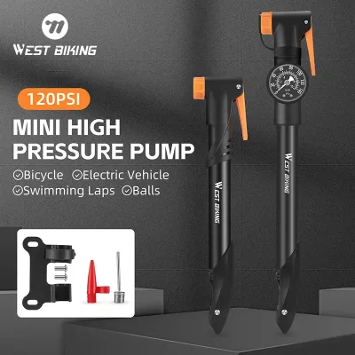 WEST BIKING 120PSI Alloy Bike Floor Pump Presta Schrader Valve