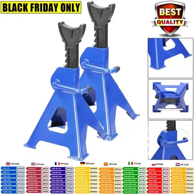 DayPlus Heavy Duty 3 Ton Axle Stands for Car Van Garage Workshop Tool Steel Robust Construction Support Lift 29-43cm, 2 