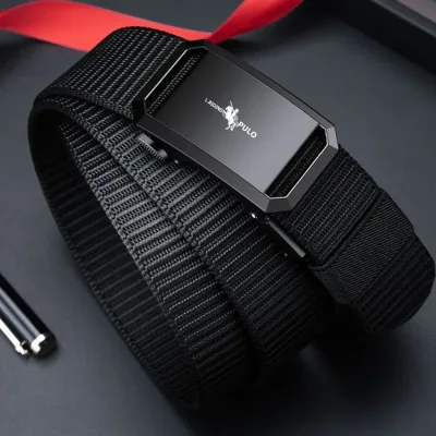 Men Business Belt Luxury Brand Quality Nylon Canvas Belt Black Automatic Buckle Belt Casual Simple Wild Style Trendy Jea