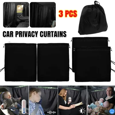 NEW 3PCS Car Privacy Curtains Car Divider Curtain Between Rear Seat Car Blackout image 1