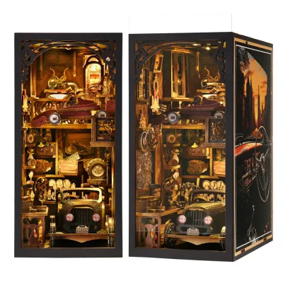 Book Nook Kit Classic Car F1 DIY Wooden Puzzle Bookshelf Insert Decor Dollhouse Model Bookend Building Home Decoration G image 1