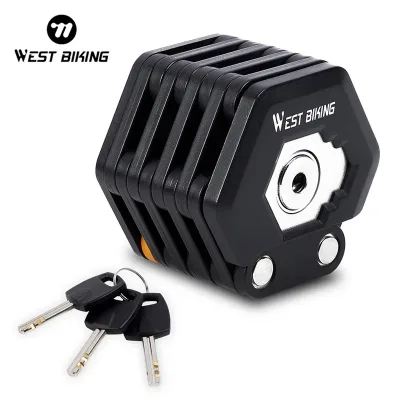 WEST BIKING Foldable Steel Bike Lock Anti-Theft Key MTB Road