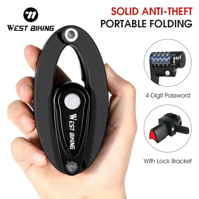 WEST BIKING Bicycle Foldable Combination Lock MTB Road Bike Safety Anti-Theft Cycling Accessories Scooter E-Bike Portabl