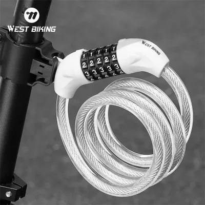 WEST BIKING Portable Cable Lock For Road Bike 5 Digits Code Combination Wire Lock MTB E-bike Anti-Theft Cycling Password