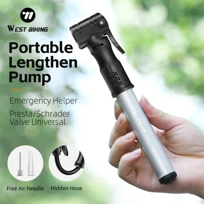 WEST BIKING Portable High Pressure Pump Mini Flexible Cycling Tire Ballon Inflator Hand Air Pump Bicycle Accessories Bik image 1