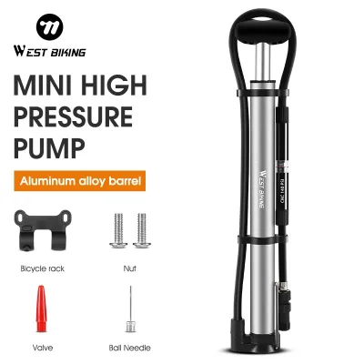 West Biking Long Hose Manual Bicycle Foot Pump image 1