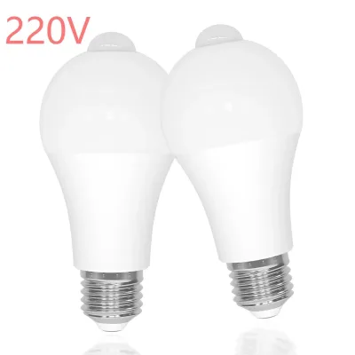 2PCS Motion Sensor Light Bulb E27 AC220V Screw Bulb 3000K 6000K 9W 900LM Auto On Off Indoor Outdoor Security for Garage 