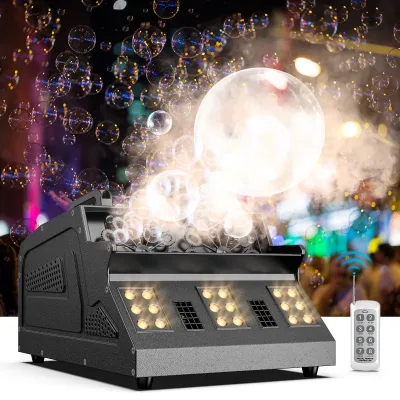1500W Smoke Bubble Machine 3in1 RGB 18 LEDs Bubble Fog Machine DMX512 Remote Stage Effect Light For DJ Party Wedding Hal image 1