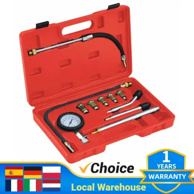 Cylinder Compression Tester Kit 0–300 PSI M10 M12 M14 M18 Adapters