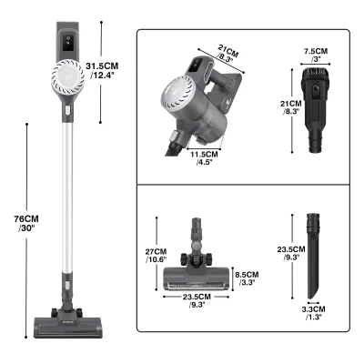 Cordless Stick Vacuum Cleaner 2 Speed, 11Kpa Cordless Vacuum Cleaner for Carpet Floor Pet Hair, 1 x 2.0Ah Battery, 2 Hep