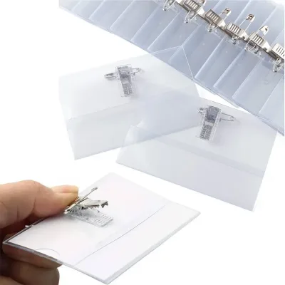 50x ID Name Badge Holder Conference Visitor Pass Photo Clip PinMeeting 9x5.4cm