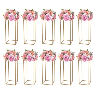 10pcs Wedding Flower Stand Set 23.62"H Gold Metal Column Rack Weddi...