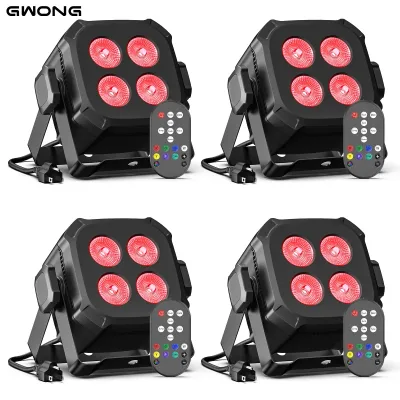 GWONG 4PCS 60W RGBW 4 IN 1 LED Par Lights DJ Light DMX Remote Control Stage Light Sound Activated Effect Light for Party image 1