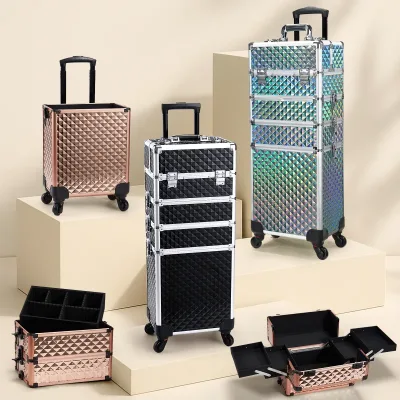 Professional Makeup Trolley Case with Rolling Wheels