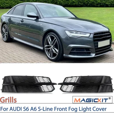 Magickit Black Front Lower Bumper Grills Fit for AUDI S6 A6 S-Line ...