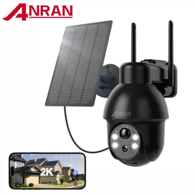 ANRAN 3MP Outdoor Surveillance Camera Alexa-Compatible 2.4G Wireless WiFi Solar Battery Camera Spotlight PIR Motion Dete image 1