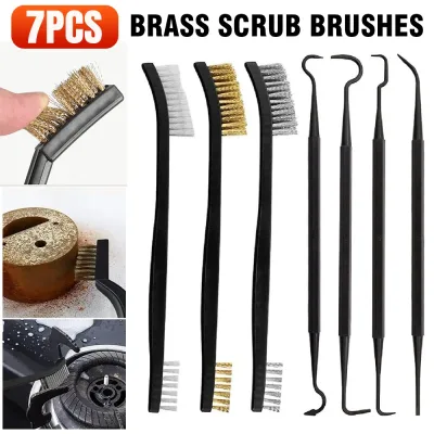 Stainless Steel Nylon Brass Scrub Brushes Metal Remover Mini Wire Brush Set Tool