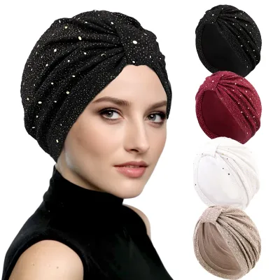 Women Muslim Knotted Turban Headscarf Twist Knot India Hat Chemo Cap Head Wrap Headwear Bandanas Hair Accessories