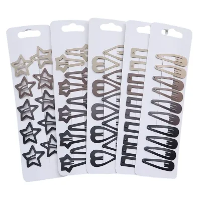 10-Pack Hollow Heart Star Waterdrop Snap BB Hair Clips