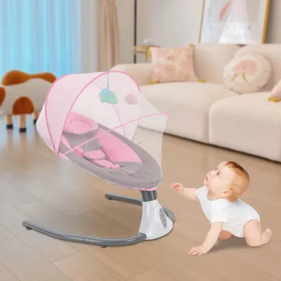Electric Baby Swing Rocker Bedside Sleeper with Wheels Music Speaker