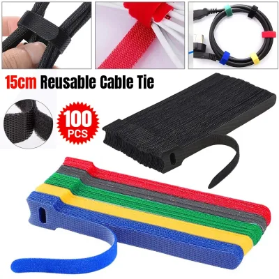 100 Pack Releasable Hook and Loop Cable Ties image 1