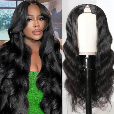 V Part Wig Human Hair Body Wave Upgrade V Part Wig No Leave Out Glu...