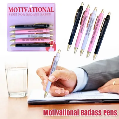 5 Pack Ballpoint Pens, Push Type Signature Pens image 1