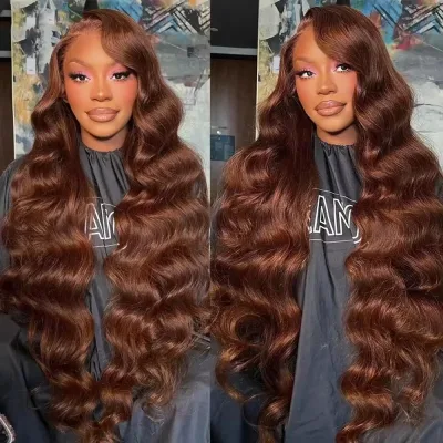 Hd 200% 30 36 Inches Chocolate Brown Body Wave 13x6 Lace Front Huma...