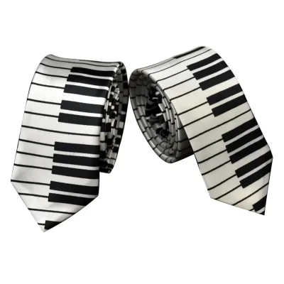 Piano Keys Slim Skinny Necktie for Music Enthusiasts
