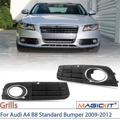 Magickit Pair Front Bumper Fog Light Grille Cover Black+Chrome Ring...