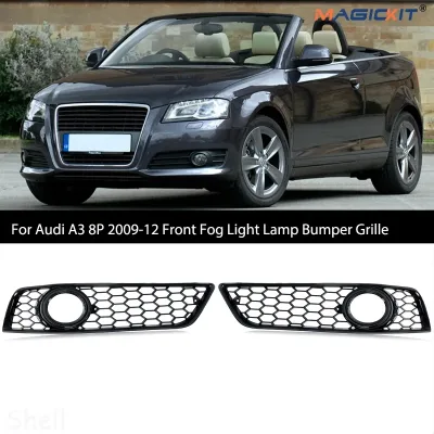 MAGICKIT For Audi A3 8P 2009-2012 (With the fog light hole) Front Fog Light Grille Gloss Black Honeycomb Style Accessori image 1