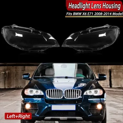 Pair Car Front Headlight Lens For 2008-14 BMW E71 X6 Headlamp Covers 63117288996 image 1