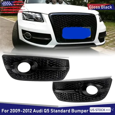 1pair Black Honeycomb Fog Light Cover Grille for Audi Q5 8R 2009-20...