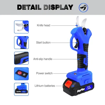 500W Cordless Electric Pruning Shears 25mm Cut 2 Batteries
