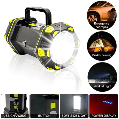 USB Rechargeable LED Searchlight Handheld Spotlight Torch