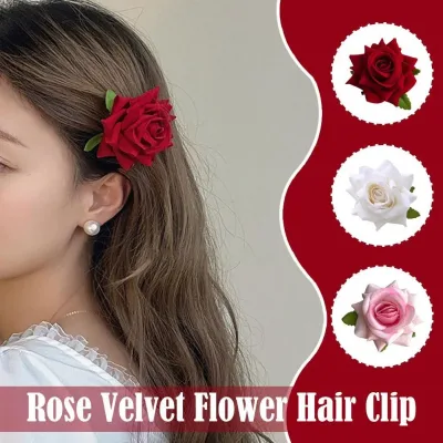 Rose Hair Clip With High-end Feel Bangs Clip For Forehead Hair Duckbill Headband Accessory Rose Flower Brooch Hair Acces